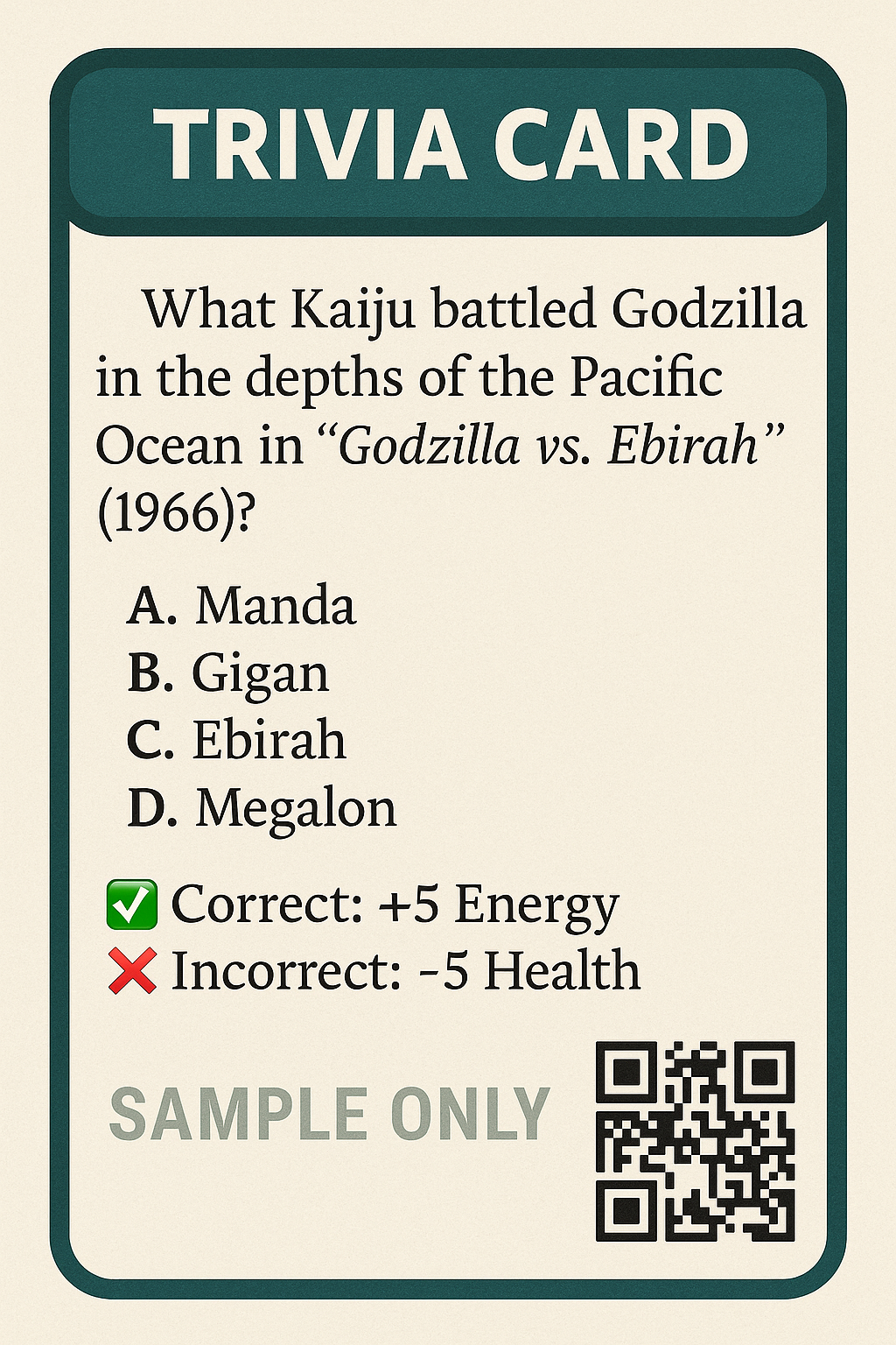 trivia card sample oceanic